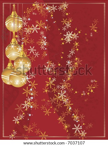 Christmas snowflake abstract background with grunge textures and ornaments.