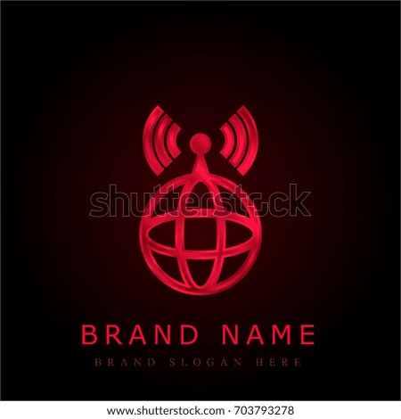 World Wide Internet Signal red chromium metallic logo