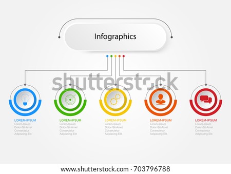 Infographics of 5 elements business data visualization banner option Royalty-Free Stock Photo #703796788