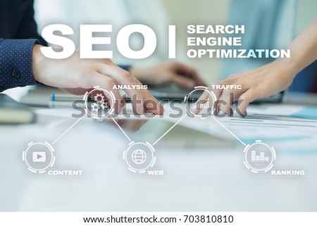 SEO. Search Engine optimization. Digital online marketing andInetrmet technology concept. 