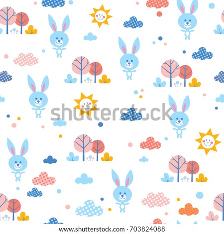 cute bunnies seamless pattern