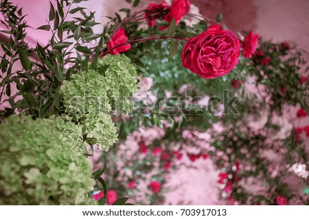 wedding arch decorated with flowers. picture with soft focus