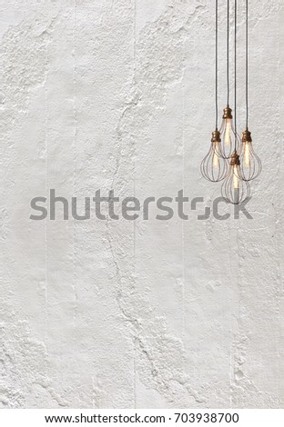 white stone wall, interior design for home, office, hotel and bedroom, modern lamp