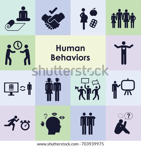 vector illustration of different human behaviors icons set 