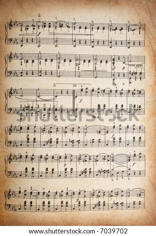 old vintage musical page with notes