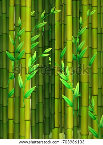 Seamless background with green bamboo illustration