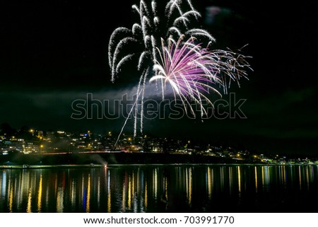 fireworks at sea bay