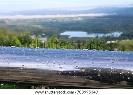 Dew point on stainless steel fence