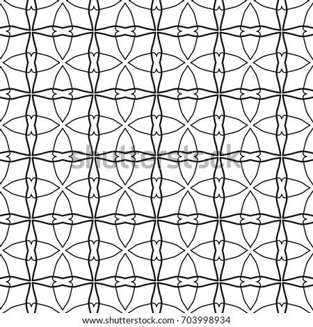 Seamless geometric line pattern. Black and white graphic seamless linear background, repeating texture for textile fabric or paper print. Tribal ethnic arabic, indian, turkish monochrome ornament
