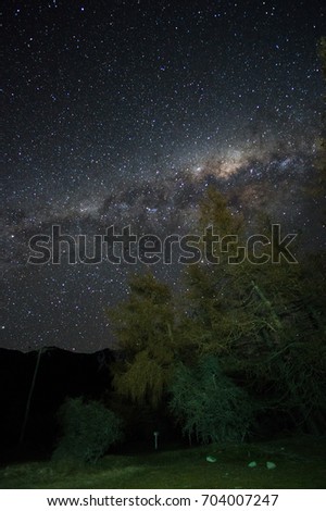 Southern Alps at night with milkyway in background, long exposed image with some noise