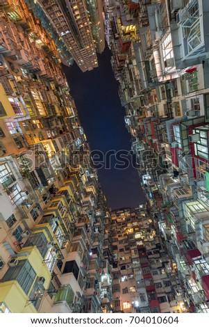 Hong Kong Residents with worm eyes view.