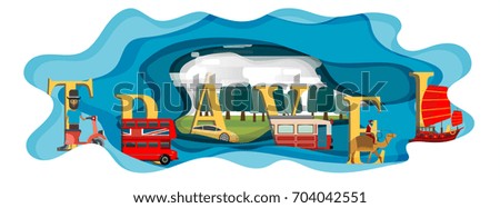 Travel infographic.London infographic, Travel  lettering and famous landmarks , Travel paper art concept.