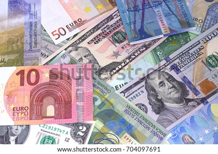 Abstract dollar euro and swiss franc background