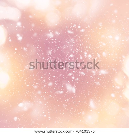 Snowfall from Sky Digital Drawing Bright Night Light Pink Yellow Pastel Colors Vibrant Background