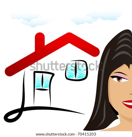 Girl advertises buying a home or credit for home