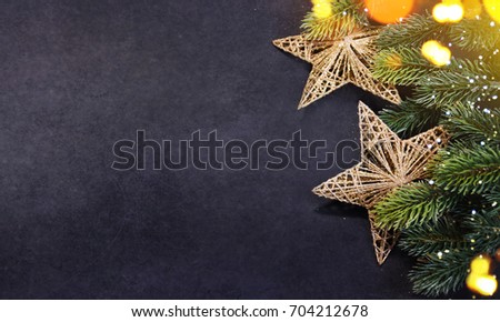 Christmas and New Year s holiday background with copy space,  Christmas border