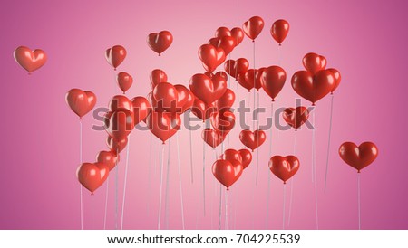 Flying balloons in the shape of a heart. Royalty-Free Stock Photo #704225539