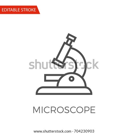 Microscope Thin Line Vector Icon. Flat Icon Isolated on the White Background. Editable Stroke EPS file. Vector illustration.