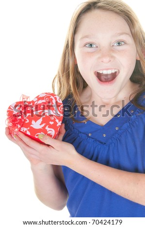 young girl happy to have gift