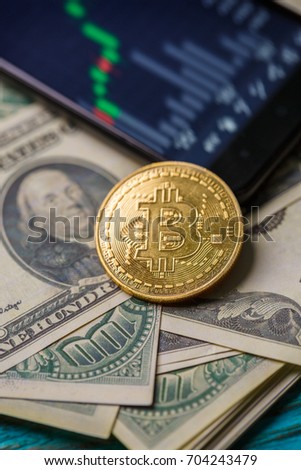 Photo of crypto currency, smartphone