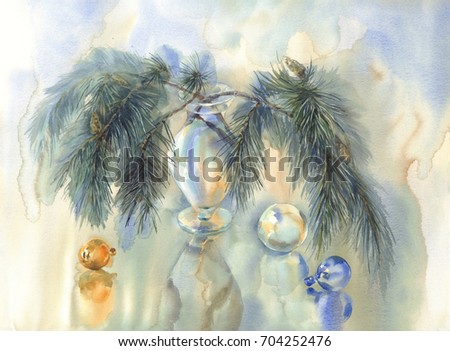 Christmas still-life watercolor background