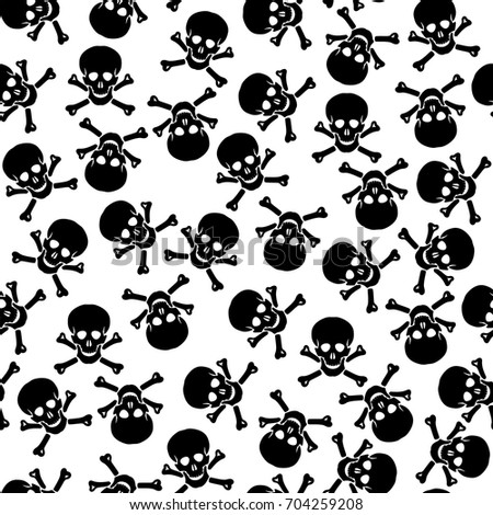 Abstract seamless pattern of skull on a white background.
