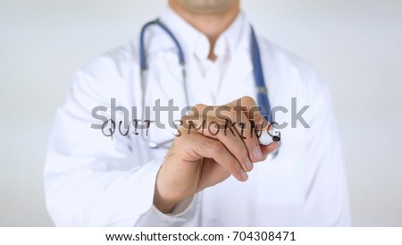 Quit Smoking, Doctor Writing on Glass