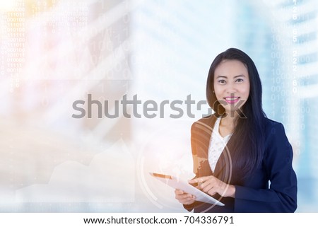 Asian Business woman using a tablet and background blur office.
Using only modern technology will help ensure that customers receive comprehensive solutions. And better support as soon as possible.