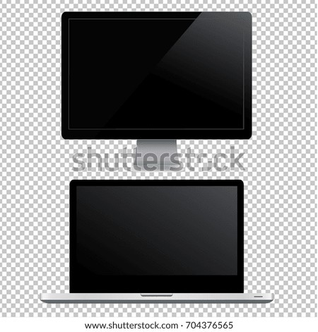 Laptop And Computer Gradient Mesh, Vector Illustration