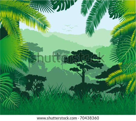 Vector tropical rainforest Royalty-Free Stock Photo #70438360