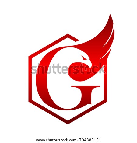 Vector Red Hive Eagle Letter G Logo