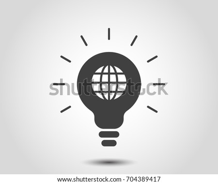GLOBAL Light bulb icon, vector illustration. Global idea icon. Earth icon. Light bulb icon. Lamp illustration