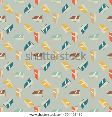 Seamless colorful wallpaper pattern. Abstract vector background with exercise books. Patterned paper for scrapbook albums