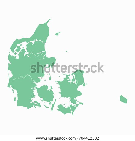Map-Denmark map. Each city and border has separately. Vector illustration eps 10.