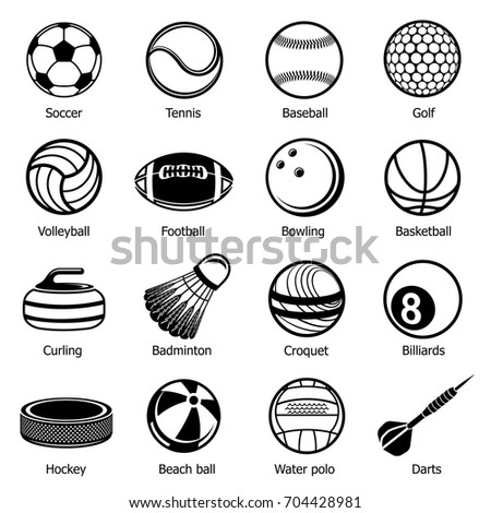 Sport balls equipment icons set. Simple illustration of 16 sport balls equipment vector icons for web