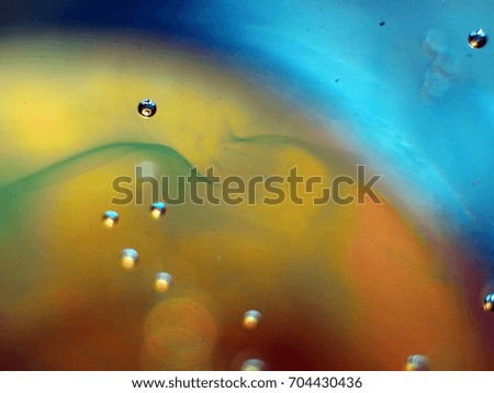 Bubbles, Watercolor paint dissolves in water, Colored abstractions, backlighting from different directions, large magnification, bokeh