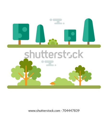 Tree icon set, green park zone