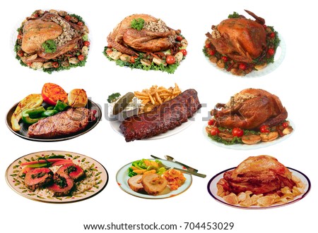 meat collection on white background