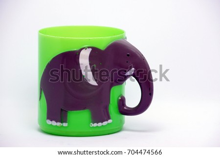 Green elephant cartoon design cup for kids