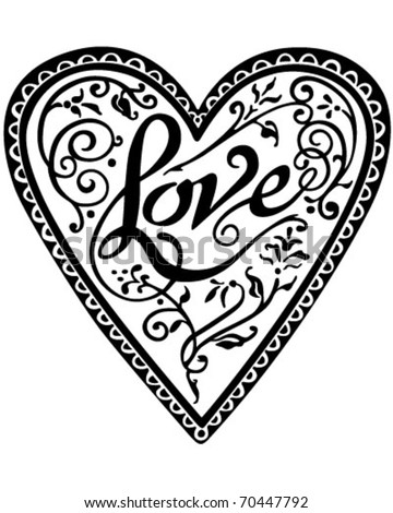 Decorative Love Heart - Retro Clipart Illustration