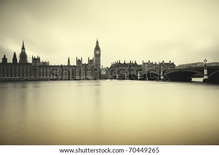 Gloomy and dark image of Houses of Parliament
