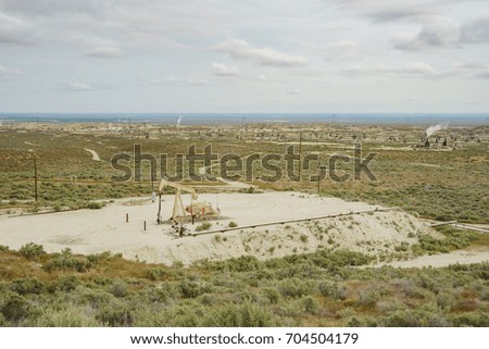 Oil pump equipment working near the Carrizo Plain area at California