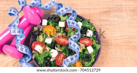 Greek salad with fresh vegetables. Concept of healthy diet.