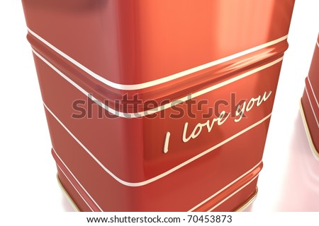 closeup on red tea valentin box
