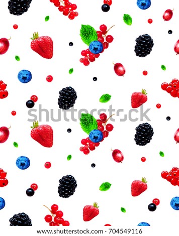 Berries isolated on white. Seamless pattern background