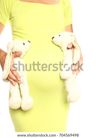 a Pregnant woman on a white background