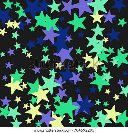 Vintage abstract black vector background with stars of confetti. Decorative pattern with multicolored stars. Old fashion illustrations of space. Holiday, glamor background 
