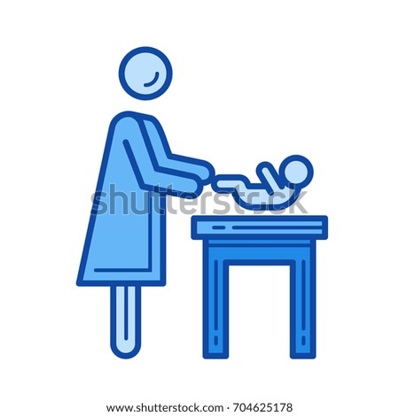 Swaddling vector line icon isolated on white background. Swaddling line icon for infographic, website or app. Blue icon designed on a grid system.