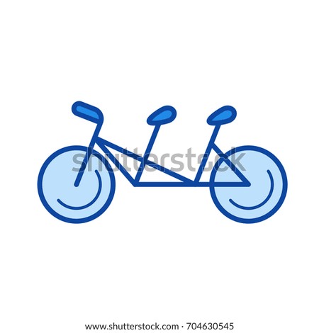 Tandem bicycle vector line icon isolated on white background. Tandem bicycle line icon for infographic, website or app. Blue icon designed on a grid system.