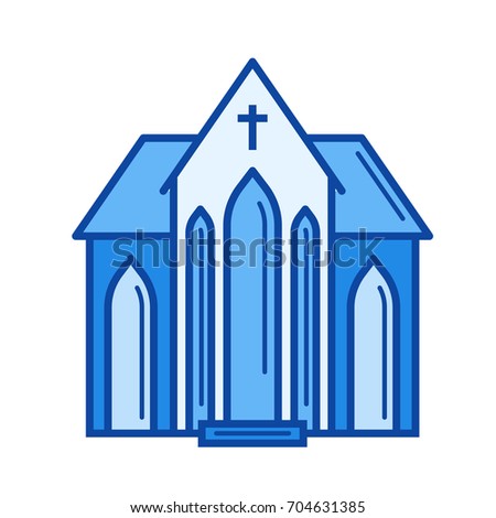 Church vector line icon isolated on white background. Church line icon for infographic, website or app. Blue icon designed on a grid system.